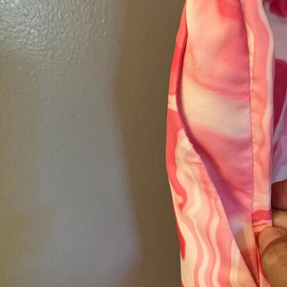 NWT Romwe Shein Pink/White Tie Dyed Womens Shorts L - Picture 4 of 5